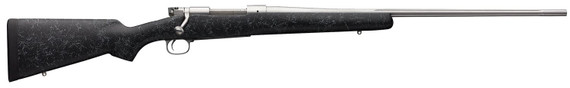 Winchester 535206230 70 Extreme Weather 7mm Rem Mag 3+1 26 in Black w/Gray Webbing Fixed Bell & Carlson w/Aluminum Bedding Stock Matte Stainless Right Hand, Rifle