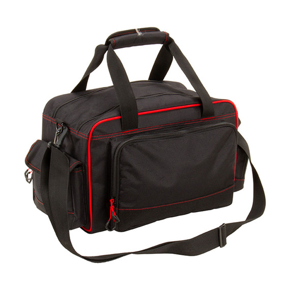 Ruger 27972 Peoria Performance Range Bag Black Endura with Red Trim, Pockets, Lockable Zippers, Removeable Pistol Rugs & Shoulder Strap
