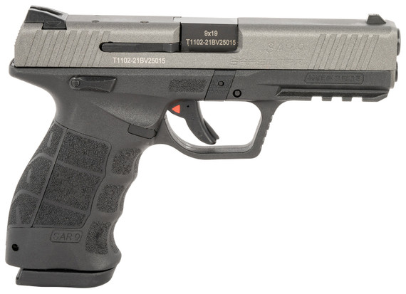 Sar USA SAR9CKPT SAR9 9mm Luger 4.40 in 17+1 Platinum Cerakote Black Steel Slide Platinum Cerkoate Interchangeable Backstrap Grip