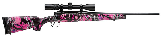 Savage Axis XP Muddy Girl Youth Rifle 19976, 243 Win, 20 in, Bolt Action, Muddy Girl Camo Stock, Matte Blk Finish, 4 Rds, DBM w/ Scope 3-9X40