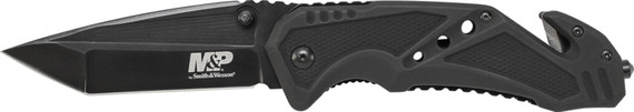 Schrade SWMP11B M&P Knife 3.79 in 7Cr17MoV Stainless Steel Tanto Aluminum Black