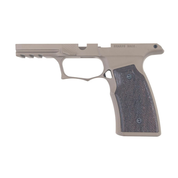 Sharps Bros. Grip Module, Fits Sig P365X Macro with No Manual Safety, Anodized Finish, Flat Dark Earth, Wenge Wood Grips SBGM06