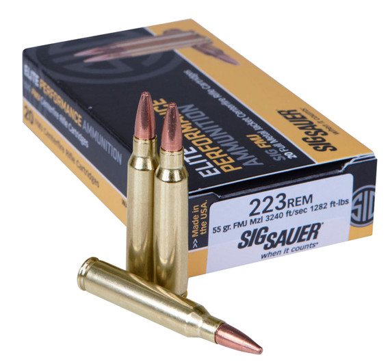 Sig Sauer E223B120 Elite Performance 223 Rem 55 gr Full Metal Jacket (FMJ) 20 Bx/ 25 Cs
