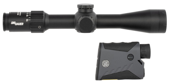 Sig Sauer Electro-Optics SOK10BDX02 BDX Combo Kit Range Finder/Rifle Scope Graphite/Black 5x20mm/3-10x 42mm 1200 yds Max Distance LCD Display