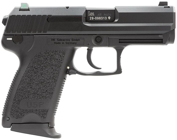 H&K 81000327 USP V7 LEM 45 ACP Caliber with 4.41 in Barrel, 12+1 Capacity, Overall Black Finish, Serrated Trigger Guard Frame, Serrated Steel Slide, Polymer Grip & Night Sights Includes 3 Mags, Pistol