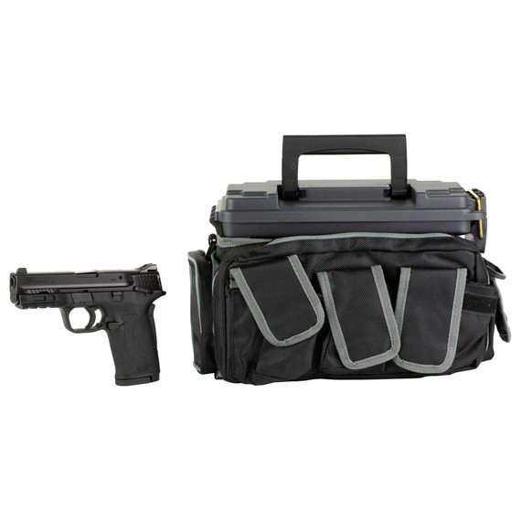 Smith & Wesson M&P 380 SHIELD EZ M2.0, Internal Hammer Fired, Semi-auto Pistol, Polymer Frame Pistol, Micro-Compact, 380ACP, 3.675 in Barrel, Armornite Finish, Black, 3-Dot Sights, Manual Thumb Safety, 8 Rounds, 2 Mags, Plano X2 Range Bag 13939