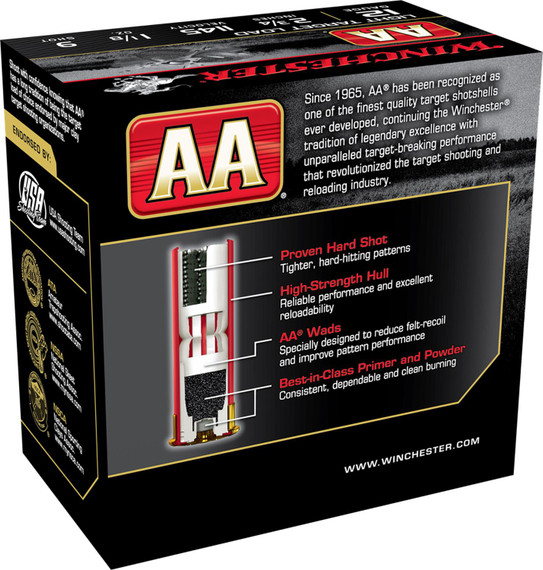 Winchester AA129 AA Light Target 12Gauge 2.75 in 1 1/8oz 9Shot 25 Per Box/10 Case, Shotgun Shells
