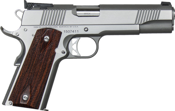 Dan Wesson 01900 Pointman Seven *CA Compliant 45 ACP 8+1 5 in Stainless Steel Barrel, Brushed Stainless Steel Serrated Slide, Frame w/Beavertail, Wood Grip, Pistol