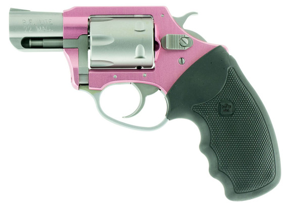 Charter Arms 52330 Pathfinder Pink Lady Small 22 WMR, 8rd 2 in Stainless Stainless Steel Barrel & Cylinder, Pink Aluminum Frame w/Black Finger Grooved Rubber Grip, Exposed Hammer , Revolver