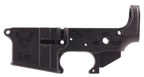 Spikes Tactical Honey Badger Stripped Lower Receiver , Multi-Caliber, 7075 T6 Aluminum, Black Anodized | STLS020