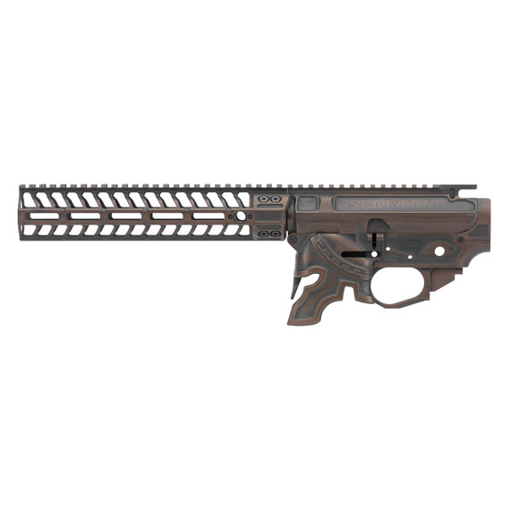 Spikes Tactical Spartan Set, Semi-automatic, Matching Lower/Upper Handguard Set, 223 Rem/556NATO, 10 in MLOK Rail, CNC Machined from a 7075 Billet Aluminum, Bronze Battleworn STSB610-CM1
