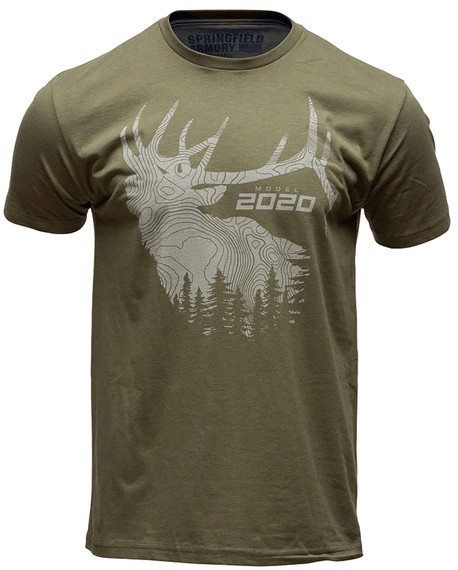 Springfield Armory GEP86052XL 2020 Elk Mens T-Shirt Military Green Short Sleeve 2XL
