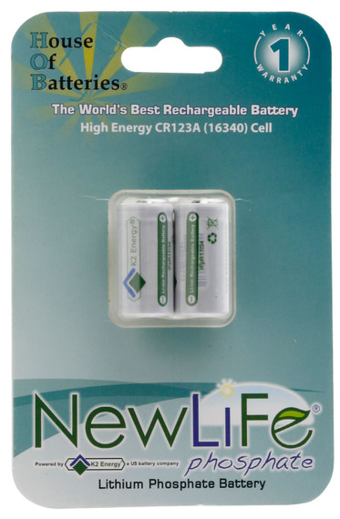 Surefire SF2RCB SF123A Rechargeable Batteries CR123A 3V Lithium Phosphate Stick 2