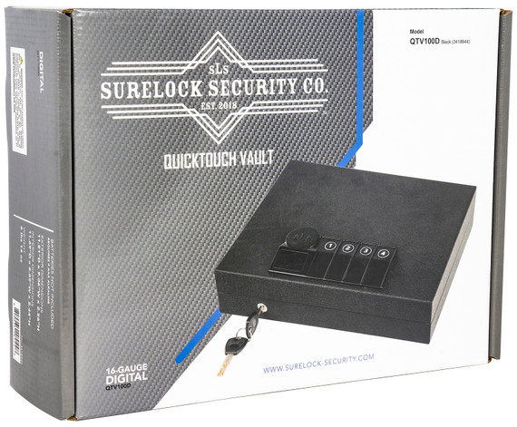 Surelock Security 3418944 QuickTouch 100 Digital Keypad/Key Entry Matte Black Steel Holds 1 Handgun 2.56 inH x 9.06 inW x11.81 inD