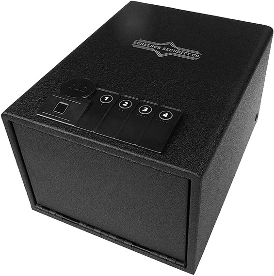 Surelock Security 3418949 QuickTouch 300 Digital Keypad/Biometric/Key Entry Matte Black Steel Holds 2 Handguns 7.48 in H x 13 in W x 10.04 in D