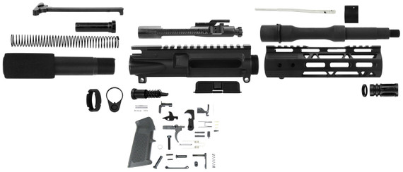 TacFire PK223LPK7S AR 223 Wylde Pistol Build Kit with Lower Parts Kit 7.5 in Black Parkerized Barrel