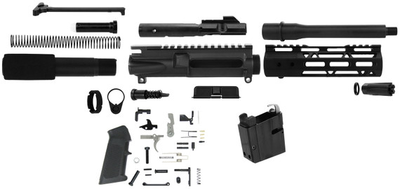 TacFire PK9MMLPK7A AR 9mm Luger Pistol Build Kit with Lower Parts Kit 7.5 in Black Nitride Barrel