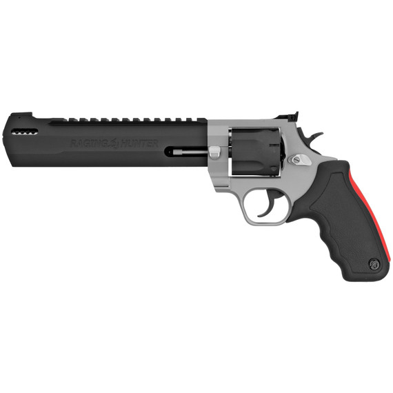 Taurus Raging Hunter, Double Action, Metal Frame Revolver, Large Frame, 44 Magnum, 8.37 in Barrel, Stainless Steel Finish, Rubber Grips, Adjustable Sights, 6 Rounds 2-444089