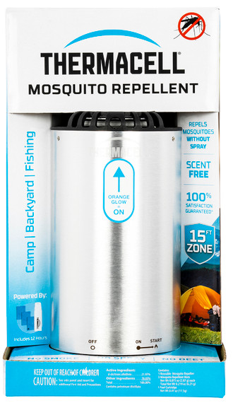 Thermacell MRME Camping Edition Mosquito Repeller Brushed Nickel Effective 15 ft Odorless Repellent