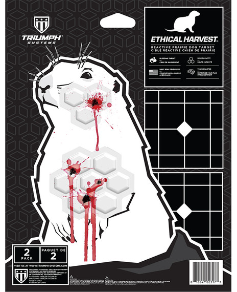 Triumph Systems 030812011 Ethical Harvest Reactive Target Prairie Dog Corrugate Hanging Rifle 11 inH x 8.5 inW Black/White Impact Enhancement Yes Red 2 Pack