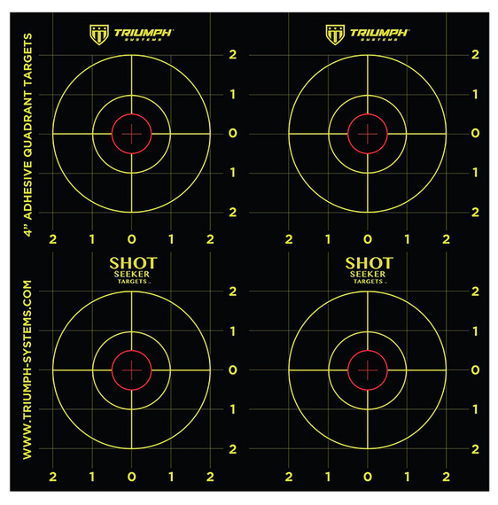 Triumph Systems 090021002 Shot Seeker Reactive Target Self-Adhesive Paper Black/Yellow 4 in Bullseye Includes Pasters 10 Pk.