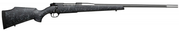Weatherby Mark V Accumark Rifle MAMM300NR6O, 300 Win Mag, 26 in Stainless Fluted BBL, Bolt Act, Monte Carlo Black w/Grey Spiderweb Comp Stock, Stainless Finish, 3+1 Rds