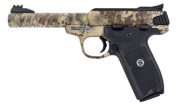Smith & Wesson 10297 SW22 Victory Full Size Frame 22 LR 10+1 5.50 in Kryptek Highlander Match Grade Steel Barrel & Frame, Black Textured Grip, Thumb Safety, Pistol