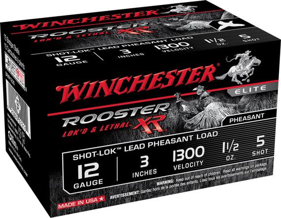 Winchester Ammo SRXR1235 Rooster XR Shot-Lok 12 Gauge 3 in 1 1/2 oz 5 Shot 15 Per Box/ 10 Case