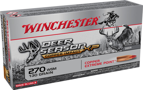 Winchester Ammo X270SDSLF Deer Season XP Copper Impact 270 WSM 130 gr Copper Extreme Point 20 Bx/10 Cs