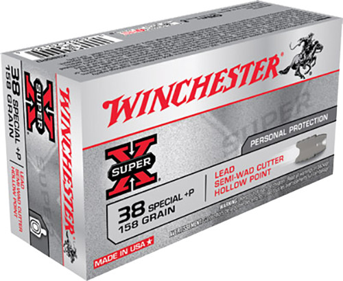 Winchester Ammo X38SPD Super X 38 Special +P 158 gr Lead Semi Wad Cutter Hollow Point 50 Per Box/ 10 Case