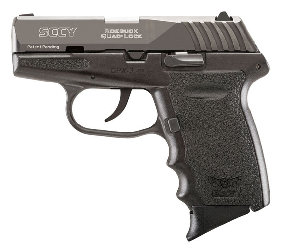 SCCY Industries CPX-3CBBK CPX-3 Sub-Compact Frame 380 ACP 10+1, 3.10 in Stainless Quadlock Barrel, Black Nitride Serrated Stainless Steel Slide, Black Polymer Frame w/Finger Grooves, No Safety, Right Hand, Pistol