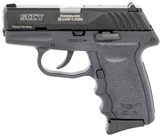 SCCY Industries CPX-3CBBK CPX-3 Sub-Compact Frame 380 ACP 10+1, 3.10 in Stainless Quadlock Barrel, Black Nitride Serrated Stainless Steel Slide, Black Polymer Frame w/Finger Grooves, No Safety, Right Hand, Pistol