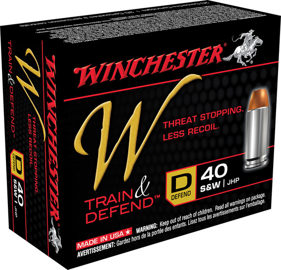 Winchester W Train & Defend Handgun Ammunition, 40 S&W | W40SWD