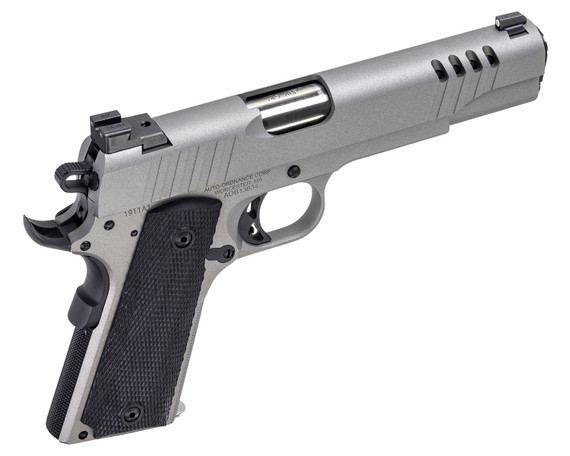 Auto-Ordnance 1911TCAC6N 1911 Full Size Frame 45 ACP 7+1, 5 Stainless Steel Barrel, Savage Cerakote Serrated w/Slide Cuts Stainless Steel Slide, Savage Cerakote Stainless Steel Frame w/Checkered Front Strap & Beavertail, Gray G10 Grip, Pistol