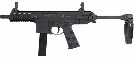 B&T GHM45 Pistol BT-450004WB, 45 ACP, 6" Barrel, Steel Frame, Black, No Brace, 17 Rds