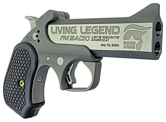 Bond BAXLV Living Legend XLV 45 ACP 2 Shot 4.25 Stainless Engraved Steel Barrel, Stainless Steel Frame, Black Extended B6 Resin Grips, Break-Action Handgun
