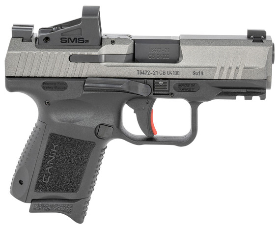 Canik TP9 Elite Sub-Compact Pistol HG6597TVN, 9mm, 3.60", Shield SMS2 Optic, Tungsten Gray Cerakote, 12 Rds