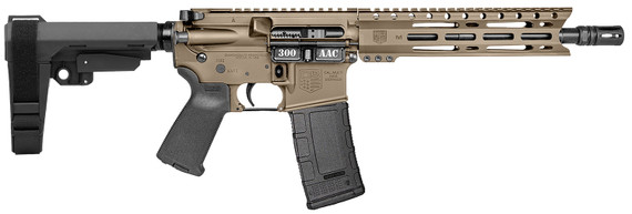 Diamondback DB1916B061 DB15 300 AAC Blackout 30+1 10 Black Nitride Heavy Threaded Barrel, Flat Dark Earth Cerakote Pic Rail Aluminum Receiver, M-LOK Handguard, SB Tactical SBA3 Brace Black Synthetic Stock, Magpul MOE Grip, Rifle