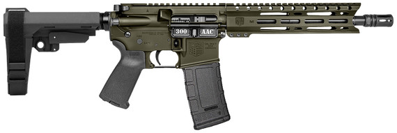 Diamondback DB1916B101 DB15 300 AAC Blackout 30+1 10 Black Nitride Heavy Threaded Barrel, OD Green Cerakote Pic Rail Aluminum Receiver, M-LOK Handguard, SB Tactical SBA3 Brace, Black Magpul MOE Grip, Rifle