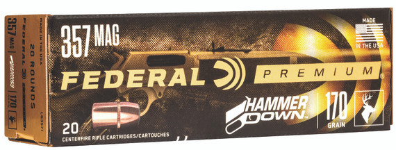 Federal Premium HammerDown Ammunition LG3571, 357 Mag, 170 gr. Bonded Hollow Point, 20 Rounds