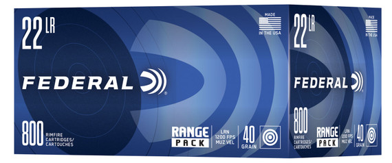 Federal Range Pack Ammunition 729B800, 22 Long Rifle, 40 Grain, Lead Round Nose, 800 Rounds