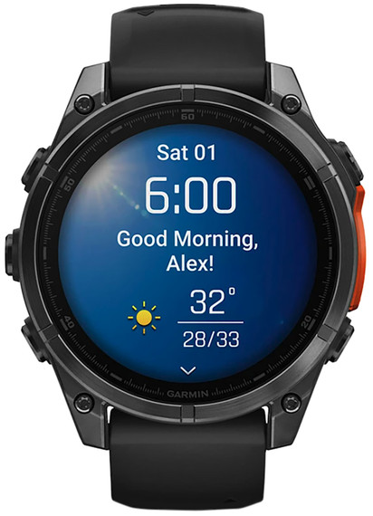 Garmin 0100290400 Fenix 8 47mm AMOLED  Gray Steel/Black Black Band AMOLED Display Compatible w/ iPhone/Android, Watch