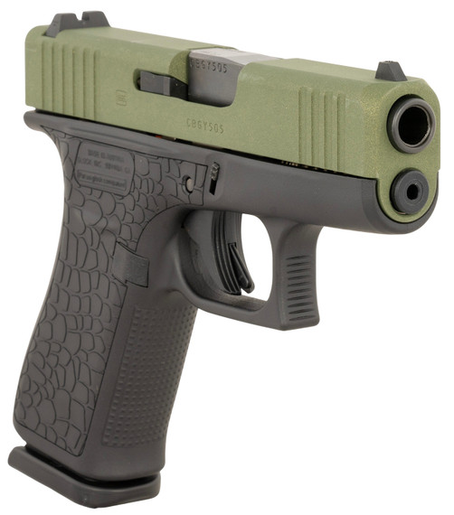 Glock PX4350204BAYOU G43X Sub-Compact Frame 9mm Luger 10+1 3.41 Black GMB Barrel, Lime Green Cerakote Serrated Steel Slide, Black Cerakote Poly Frame w/Beavertail, Ambi, Pistol