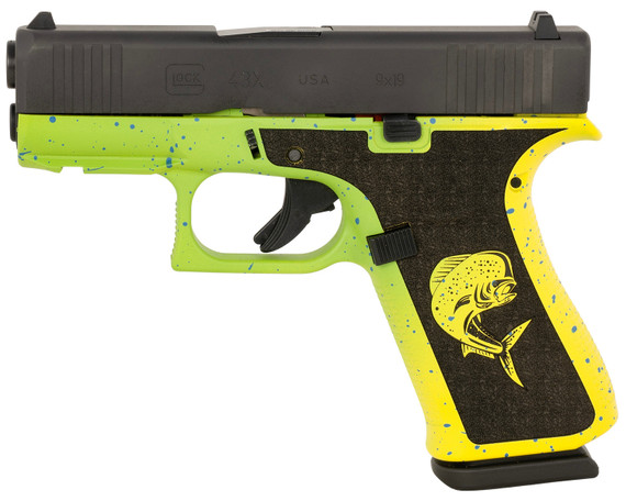 Glock UX4350204MAHIFR G43X Sub-Compact Frame 9mm Luger 10+1 3.41 Black GMB Barrel, Black nDLC Serrated Steel Slide, Mahi Poly Frame w/Front Rail & Beavertail, Black Textured Grip, Ambi, Pistol