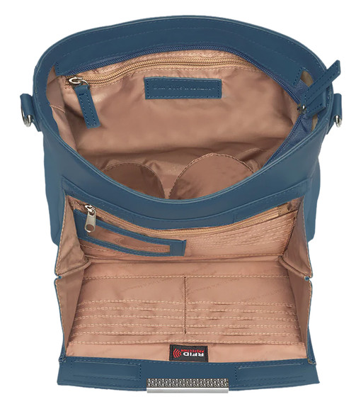 Gun Tote'n Mamas/Kingport GTM98/OCEAN Ocean Blue Leather Cross-Body Bag