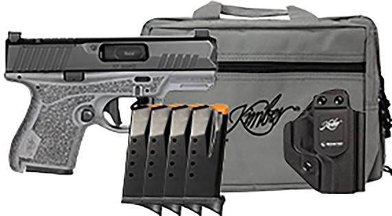 Kimber 3800023 R7 Mako Bundle Sub-Compact Frame 9mm Luger 10+1 3.37 Black DLC Match Grade Barrel, Black FNC Nitride Optic Ready/Serrated Stainless Steel Slide, Gray Poly Frame, 5 Mags, Holster & Bag, Pistol