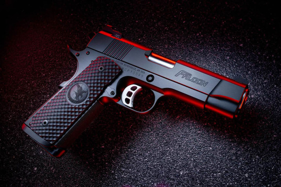 Nighthawk Falcon Commander Pistol, 9mm, 4.25 in Match Grade, Tritium/Heinie Straight Eight Ledge, Black Nitride, 10 Rds
