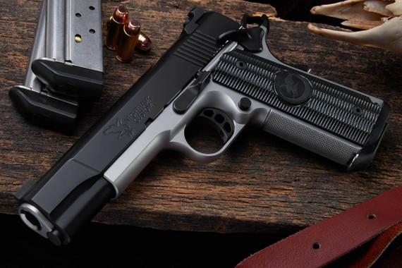 Nighthawk Falcon Pistol, 45 ACP, 5 in Match Grade, Tritium/Heinie Straight Eight Ledge, Black Nitride, 8 Rds