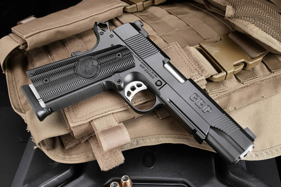 Nighthawk GRP Recon Pistol, 9mm, 5 in Match Grade, Tritium/Heinie Straight Eight Ledge, Black Nitride, 10 Rds
