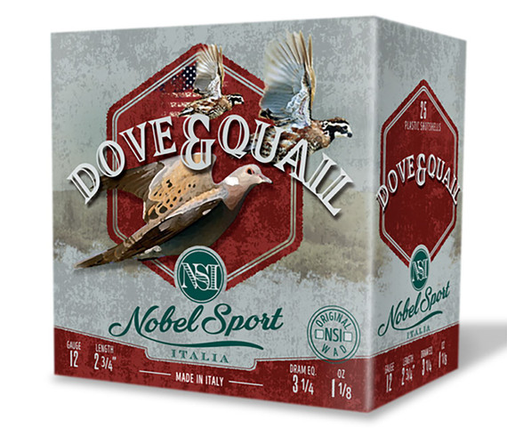 Nobel/eurosports Llc ANSF128 Dove & Quail 12Gauge 2.75 1 1/8oz 8Shot 25 Per Box/10 Case, Shotshell Lead Loads
